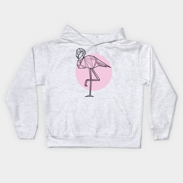 Flamingo - Geometric Animals Kids Hoodie by alcateiaart